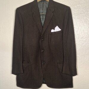 VTG Griffon Clothes Brown & Black Houndstooth Blazer 100% Cashmere Men's Size M